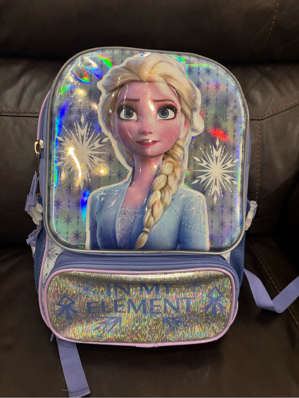 Elsa Holographic Kids Backpack - Purple & Blue